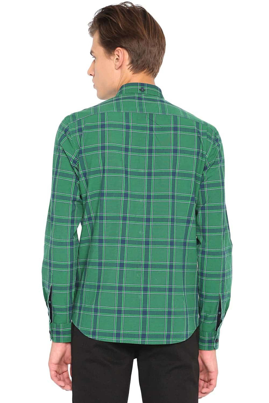 BASICS SLIM FIT JUNIPER GREEN CHECKS SHIRT