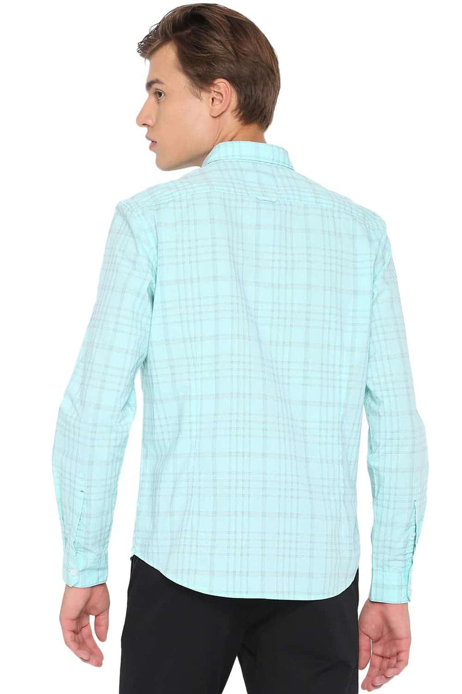 BASICS SLIM FIT YUCCA GREEN CHECKS SHIRT