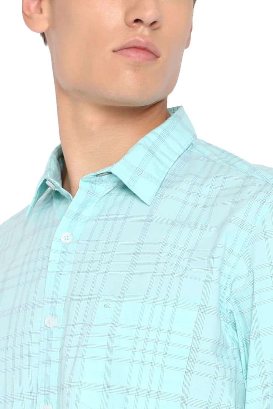 BASICS SLIM FIT YUCCA GREEN CHECKS SHIRT