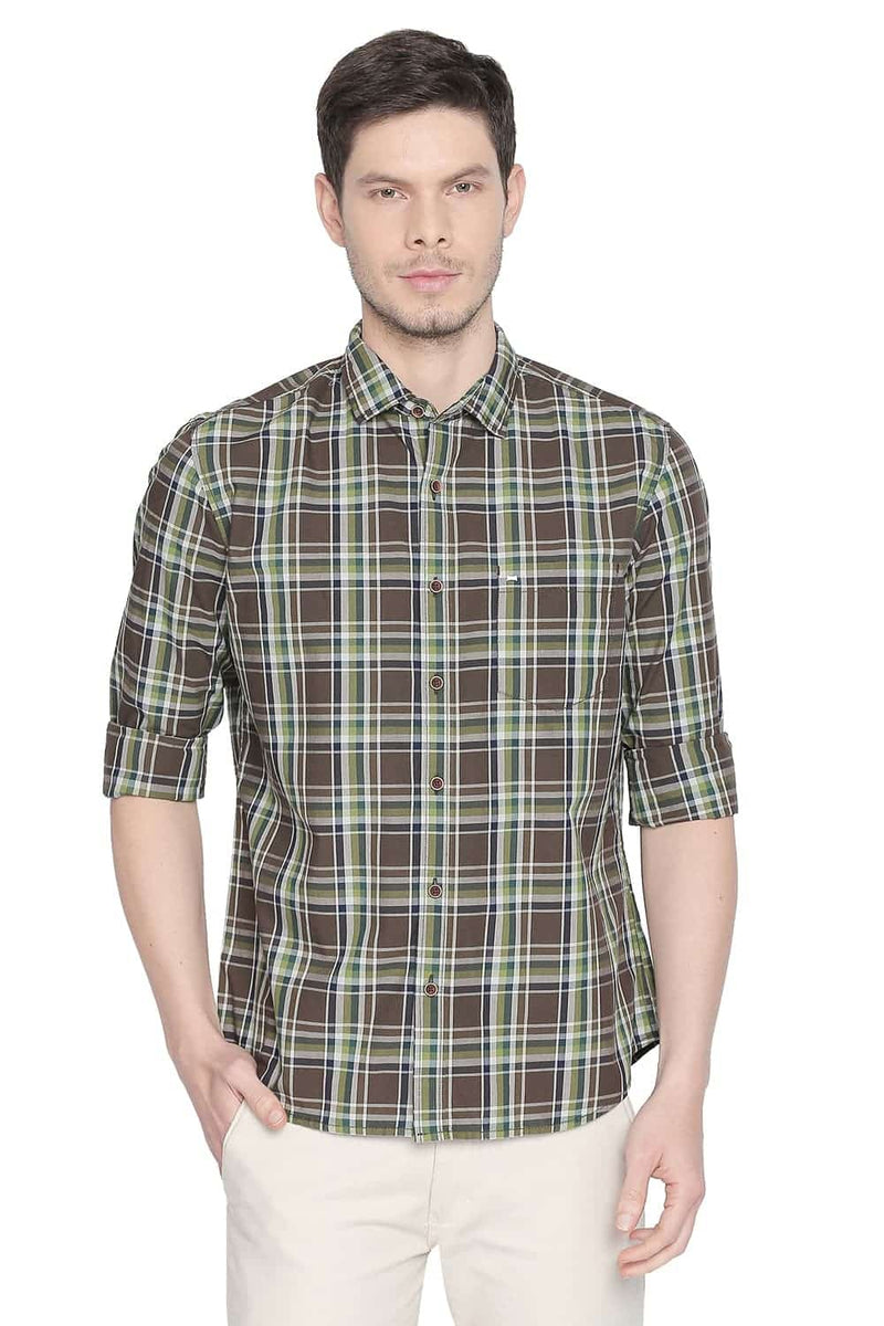 BASICS SLIM FIT CHECKS SHIRT