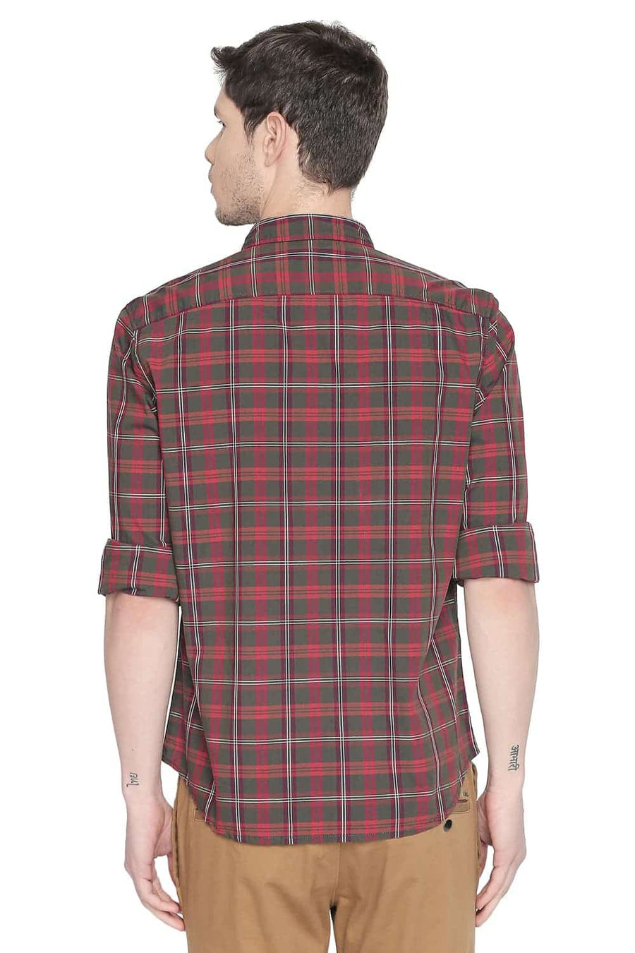 BASICS SLIM FIT LOLLIPOP RED CHECKS SHIRT