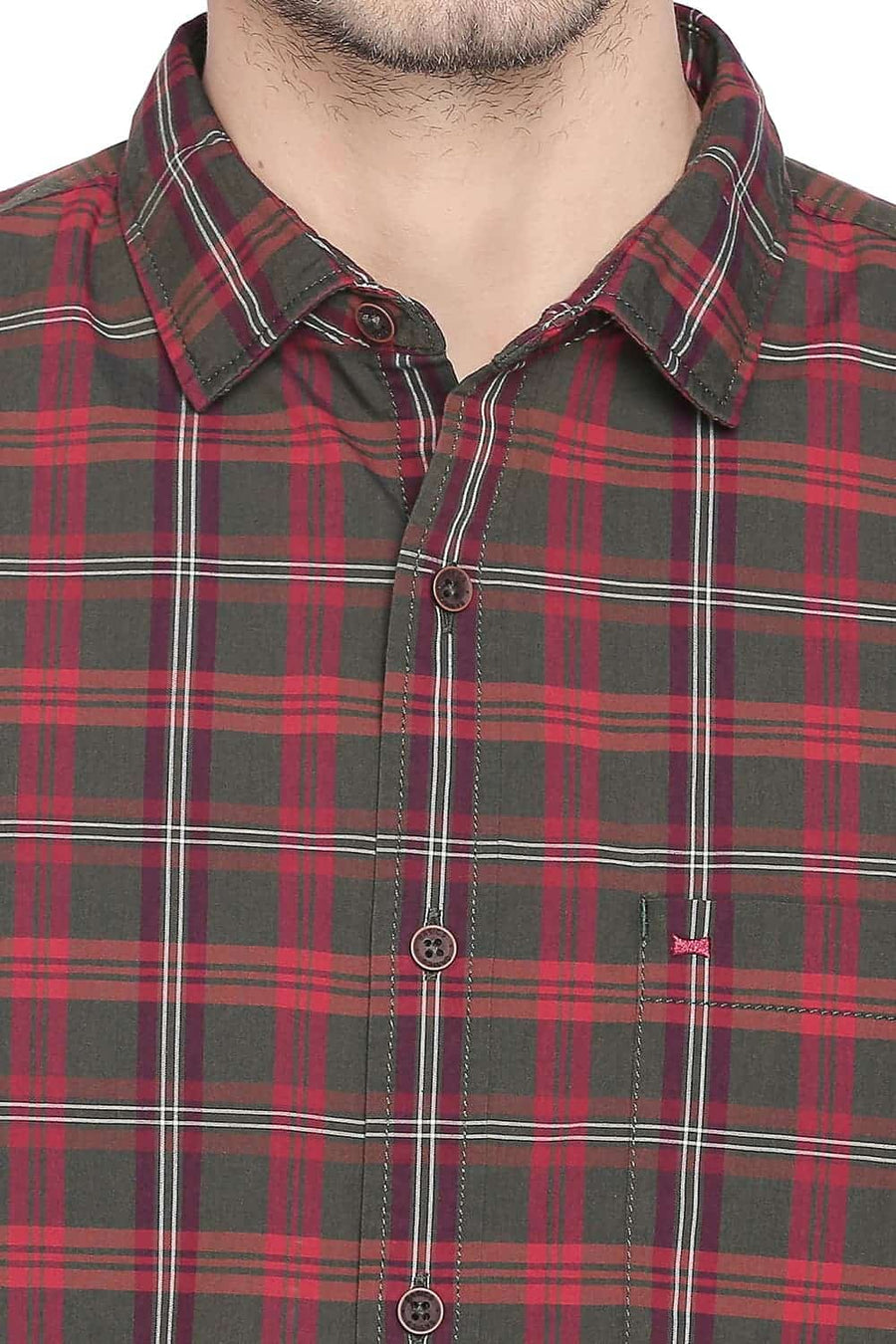 BASICS SLIM FIT LOLLIPOP RED CHECKS SHIRT