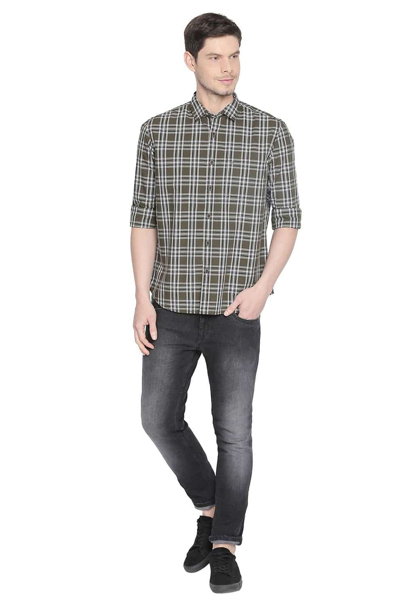 BASICS SLIM FIT CHECKS SHIRT