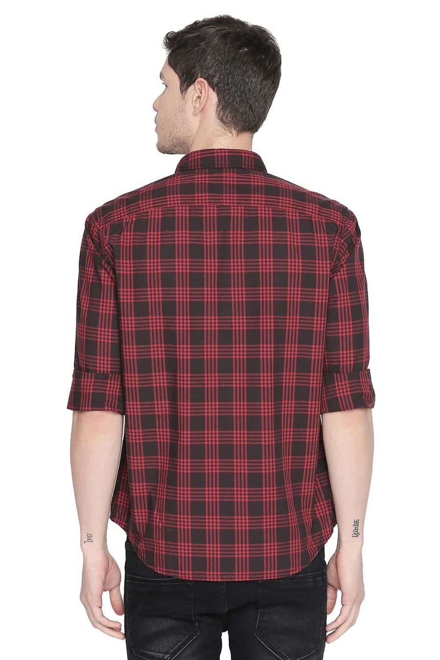 BASICS SLIM FIT SAGE RED CHECKS SHIRT