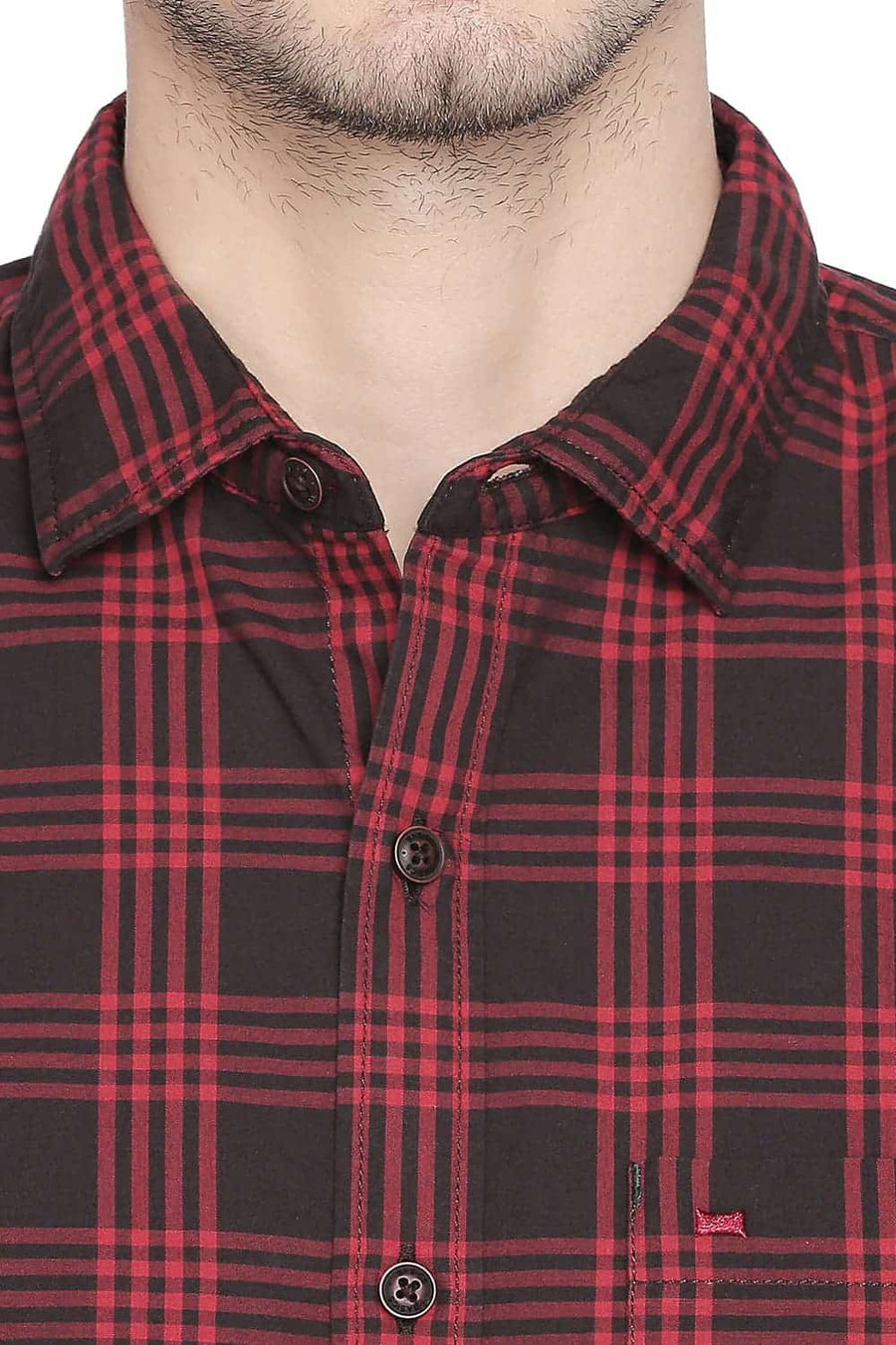 BASICS SLIM FIT SAGE RED CHECKS SHIRT