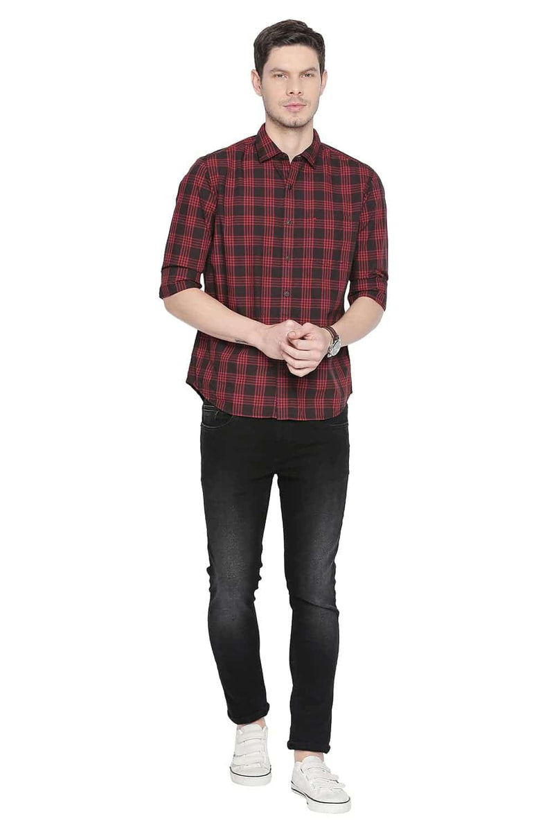 BASICS SLIM FIT CHECKS SHIRT