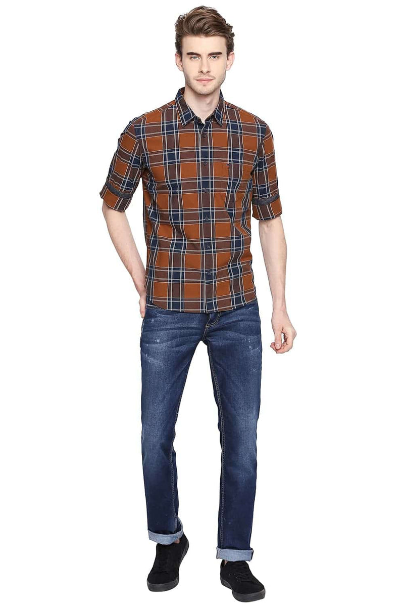 BASICS SLIM FIT CHECKS SHIRT