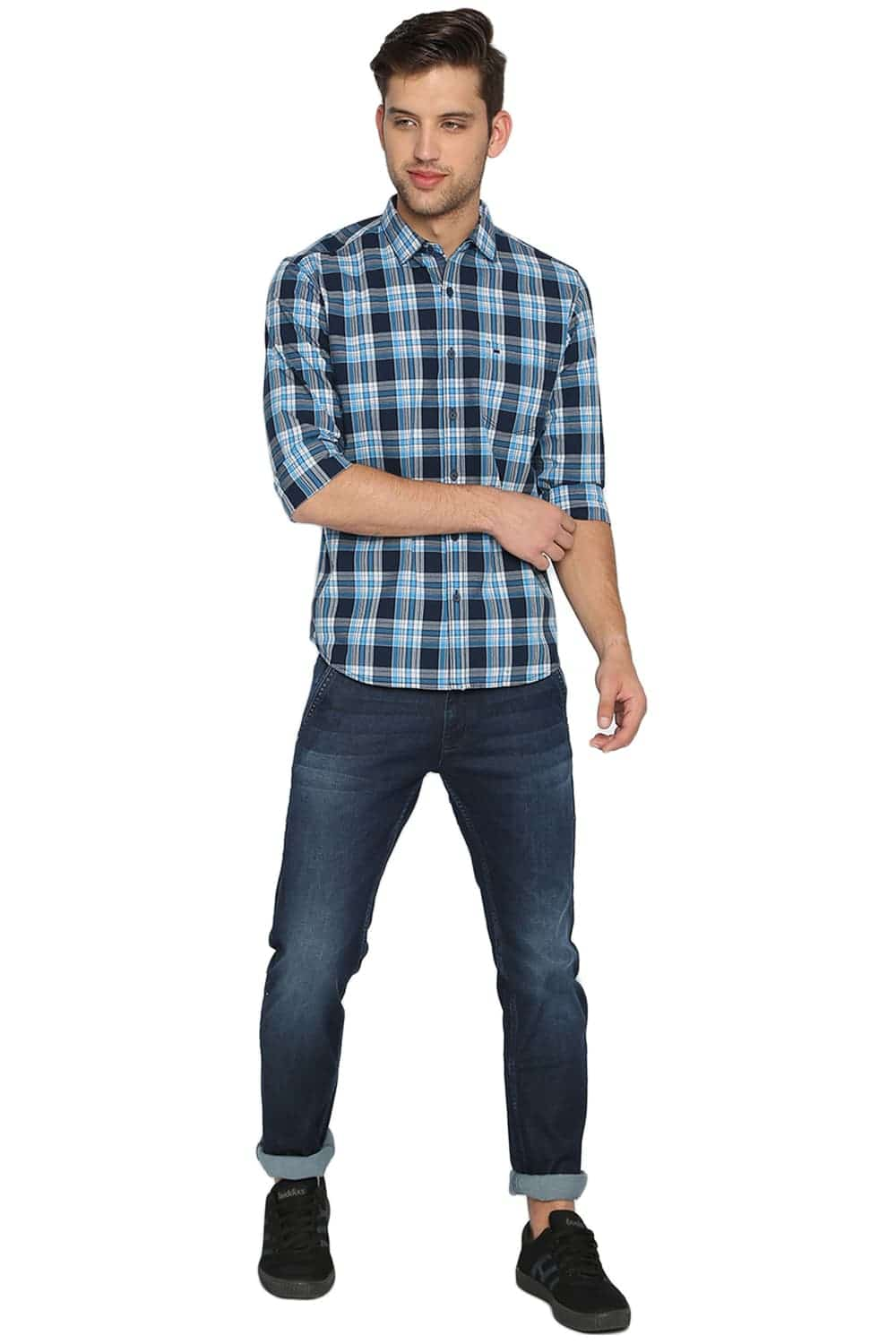 BASICS SLIM FIT CHECKS SHIRT