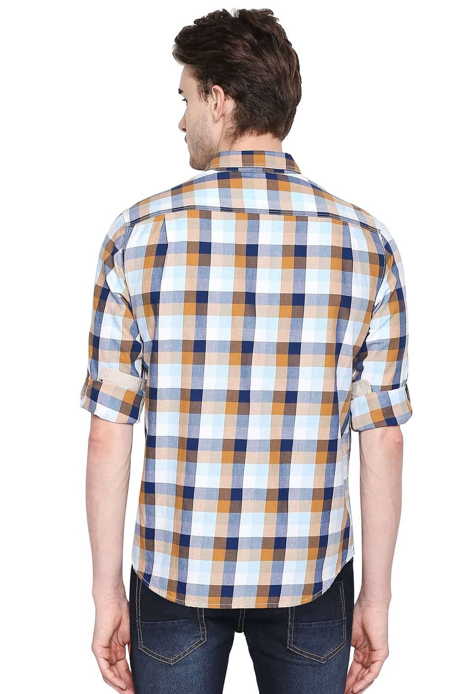 BASICS SLIM FIT SKY BLUE CHECKS SHIRT