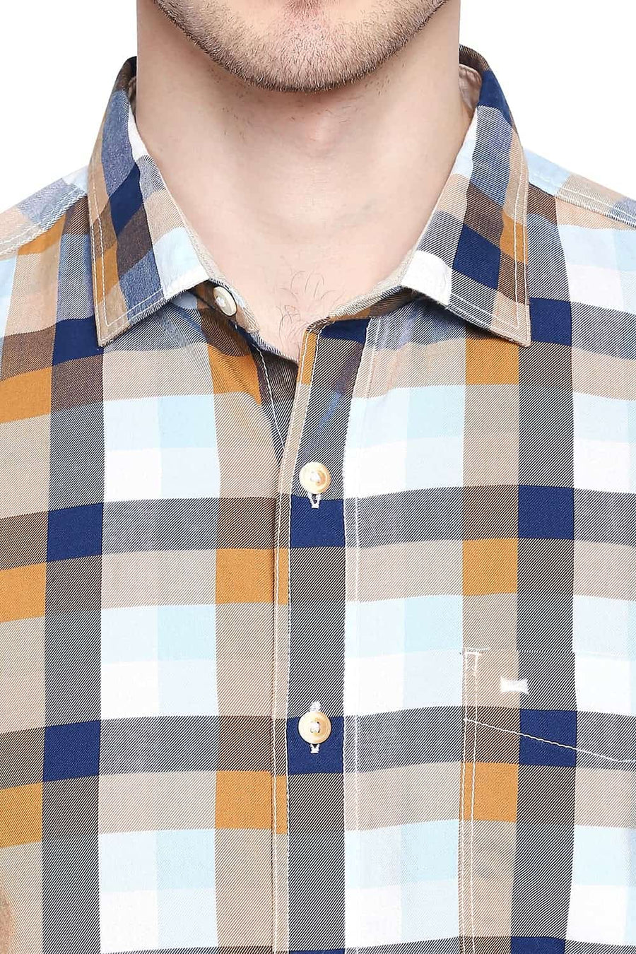 BASICS SLIM FIT SKY BLUE CHECKS SHIRT