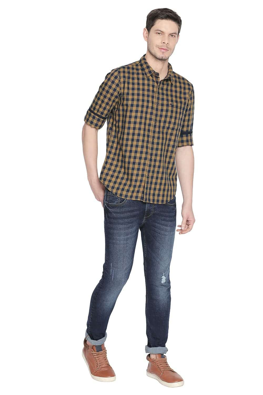 BASICS SLIM FIT CHECKS SHIRT