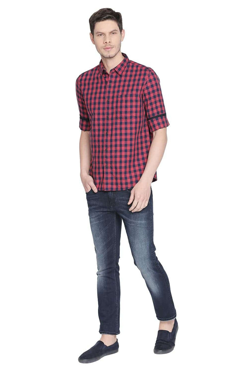 BASICS SLIM FIT CHECKS SHIRT