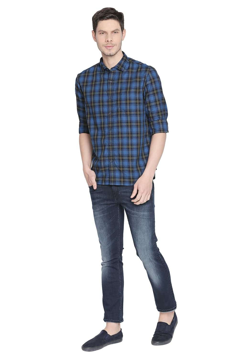 BASICS SLIM FIT CHECKS SHIRT