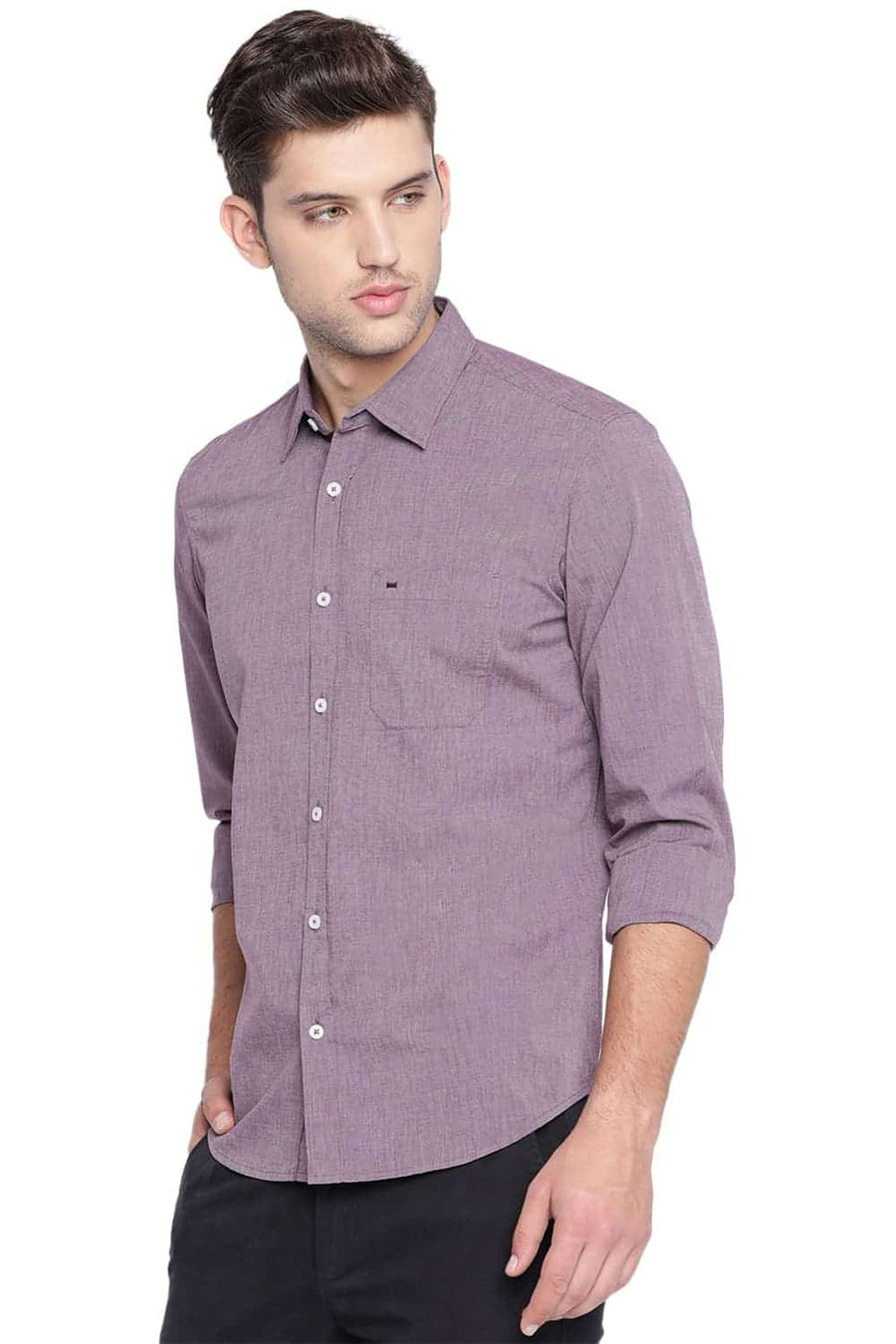 BASICS SLIM FIT ANDORRA BROWN FIL A FIL SHIRT