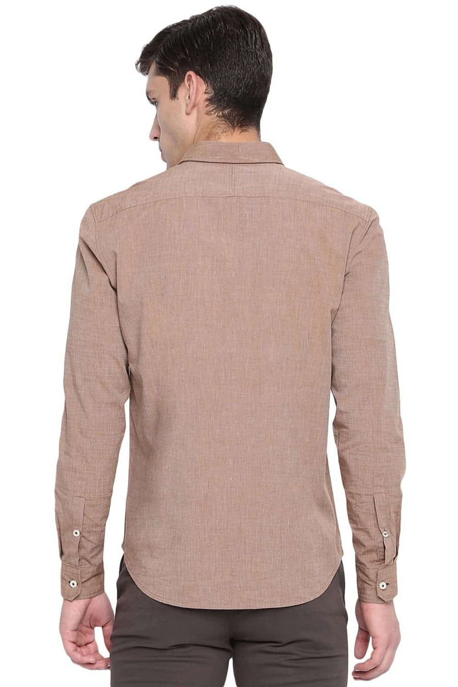BASICS SLIM FIT CHIPMUNK KHAKI FIL A FIL SHIRT