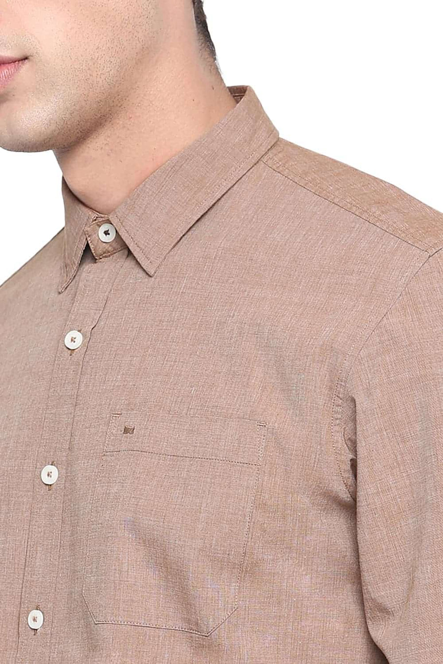 BASICS SLIM FIT CHIPMUNK KHAKI FIL A FIL SHIRT