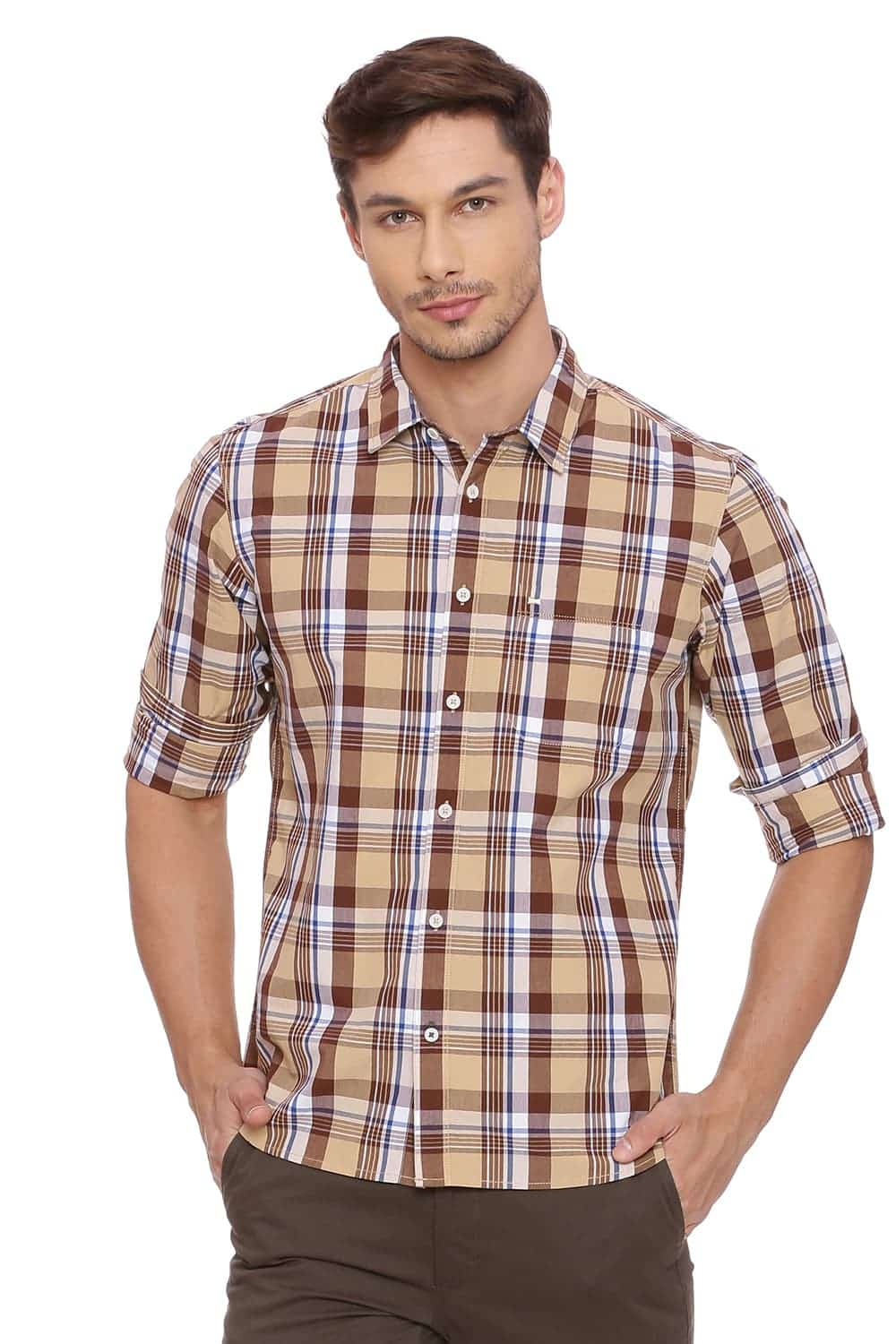 BASICS SLIM FIT CHECKS SHIRT