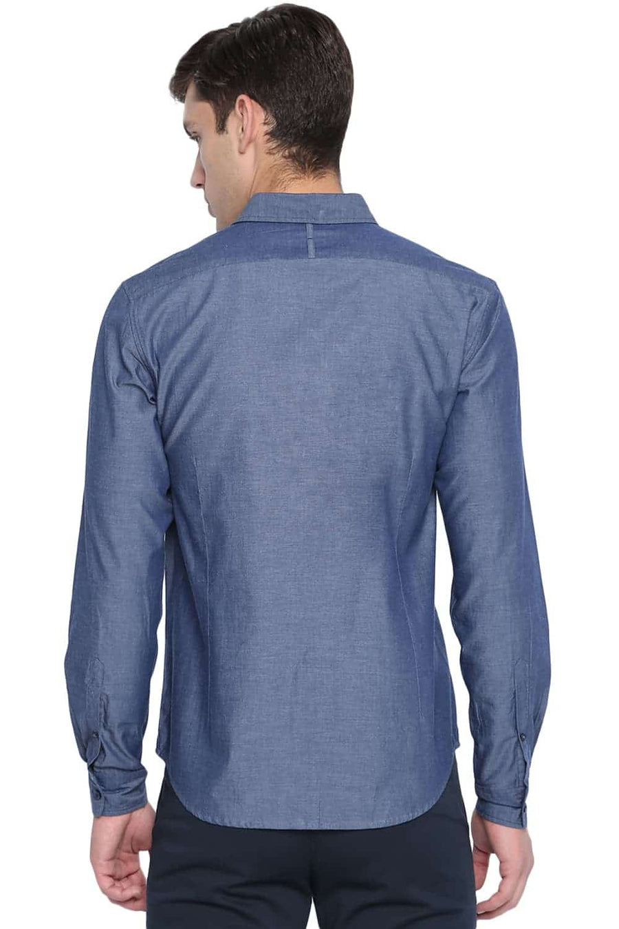 BASICS SLIM FIT GREYSTONE NAVY OXFORD SHIRT