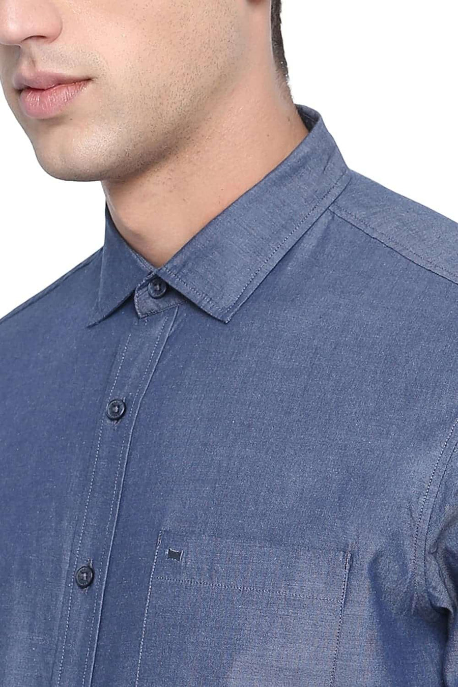 BASICS SLIM FIT GREYSTONE NAVY OXFORD SHIRT