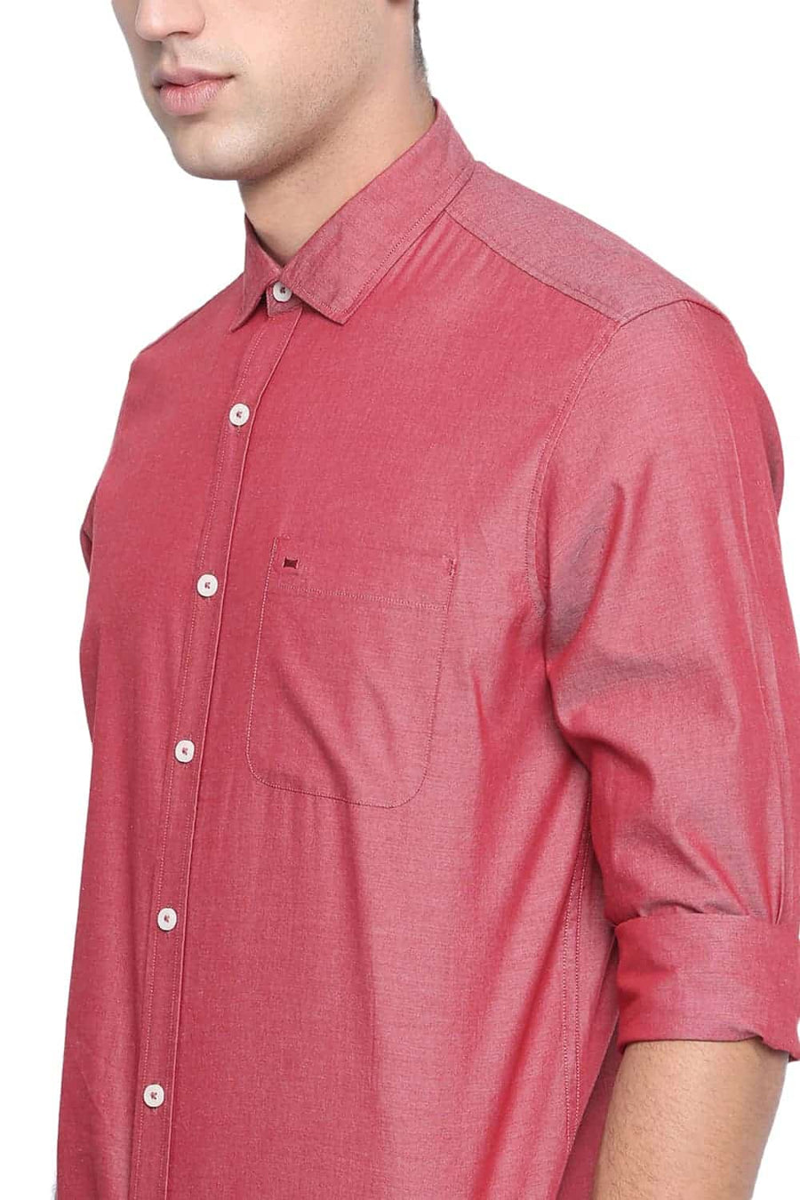 BASICS SLIM FIT CARDINE RED OXFORD SHIRT