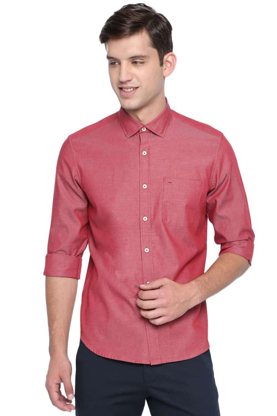 BASICS SLIM FIT CARDINE RED OXFORD SHIRT
