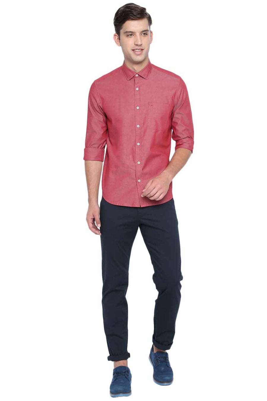 BASICS SLIM FIT CARDINE RED OXFORD SHIRT
