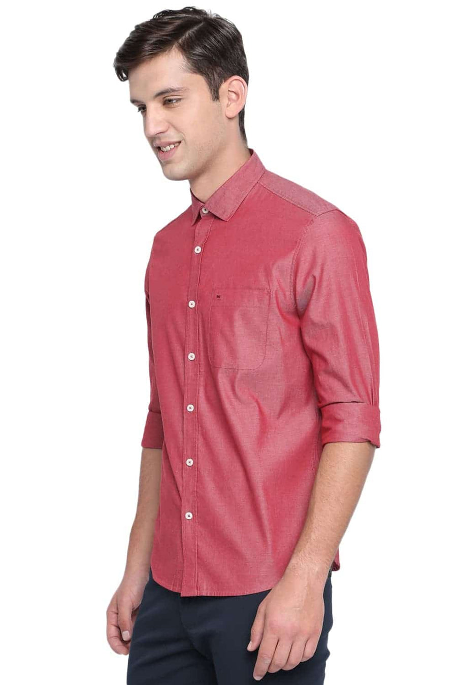 BASICS SLIM FIT CARDINE RED OXFORD SHIRT