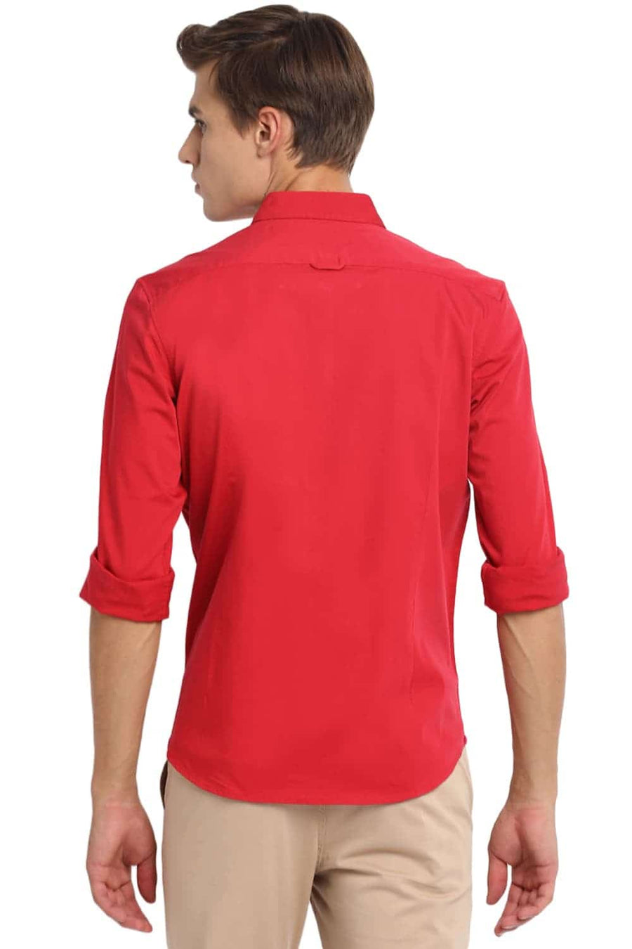 BASICS SLIM FIT ROCOCO RED STRETCH SHIRT