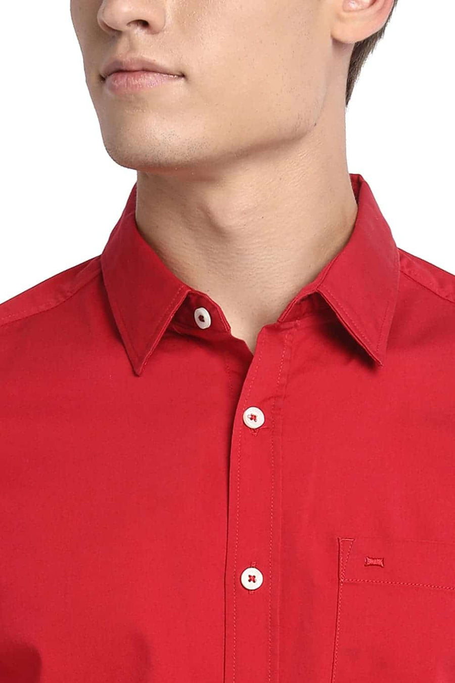 BASICS SLIM FIT ROCOCO RED STRETCH SHIRT