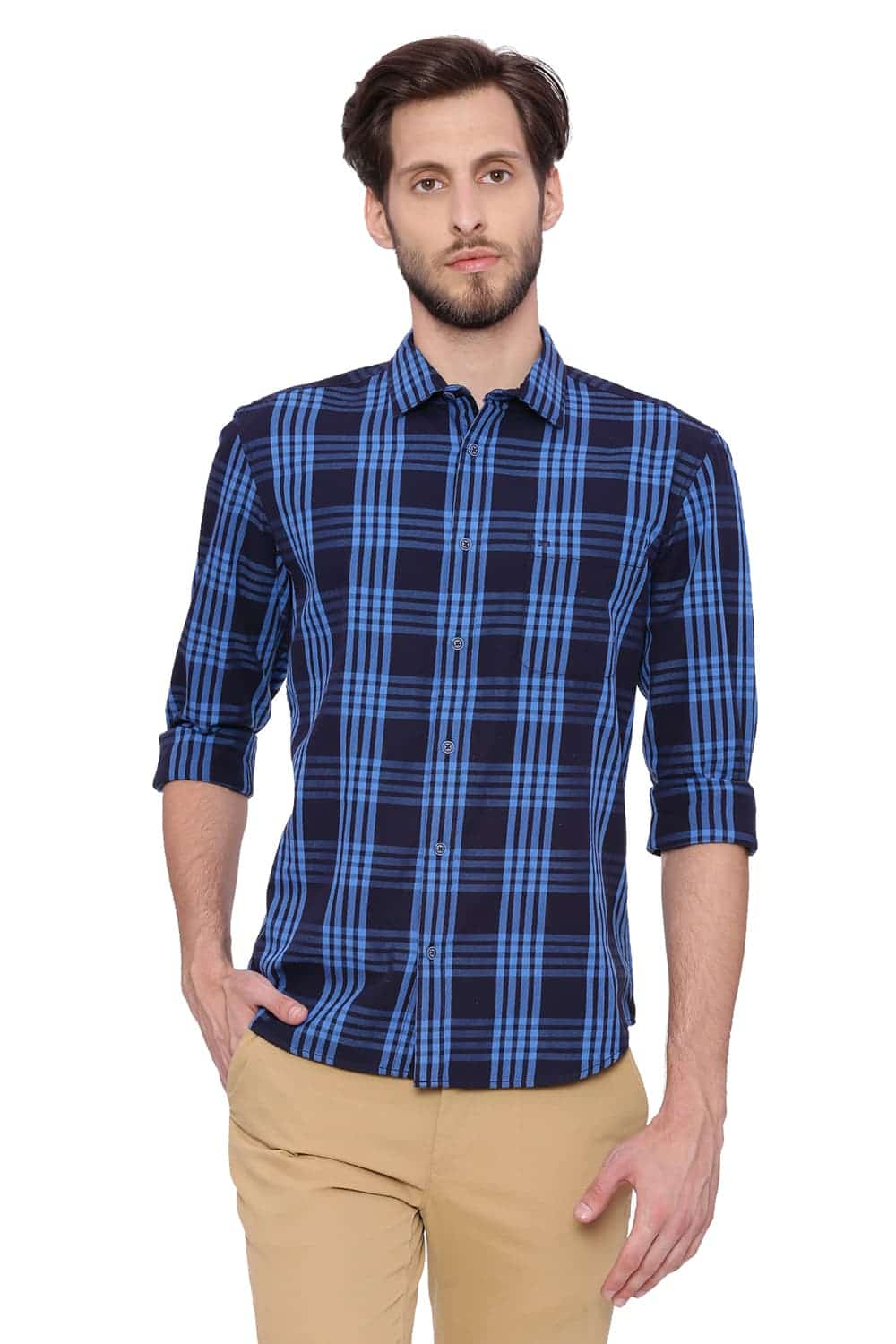 BASICS SLIM FIT CHECKS SHIRT