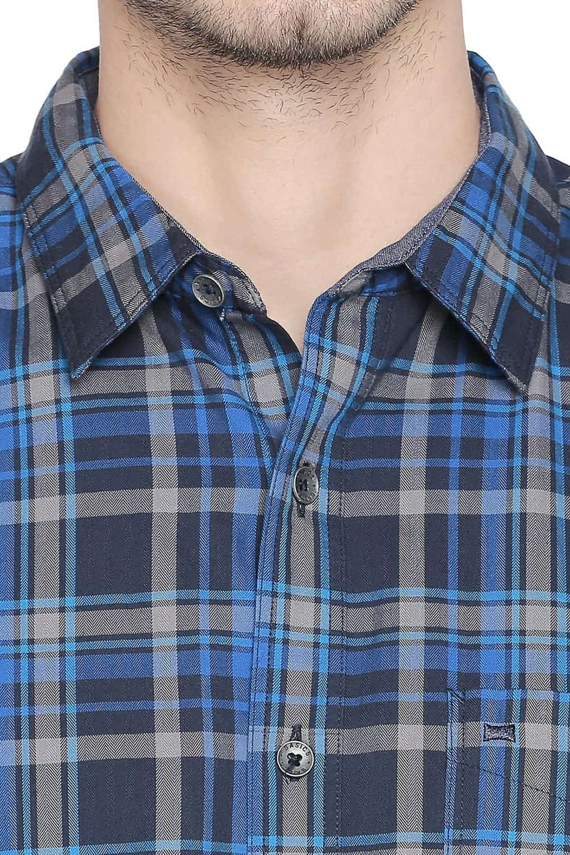 BASICS SLIM FIT TWILL CHECKS SHIRT