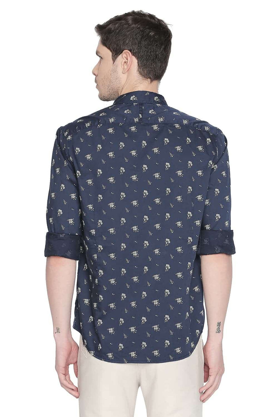 BASICS SLIM FIT BLUE WING PRINTED SHIRT