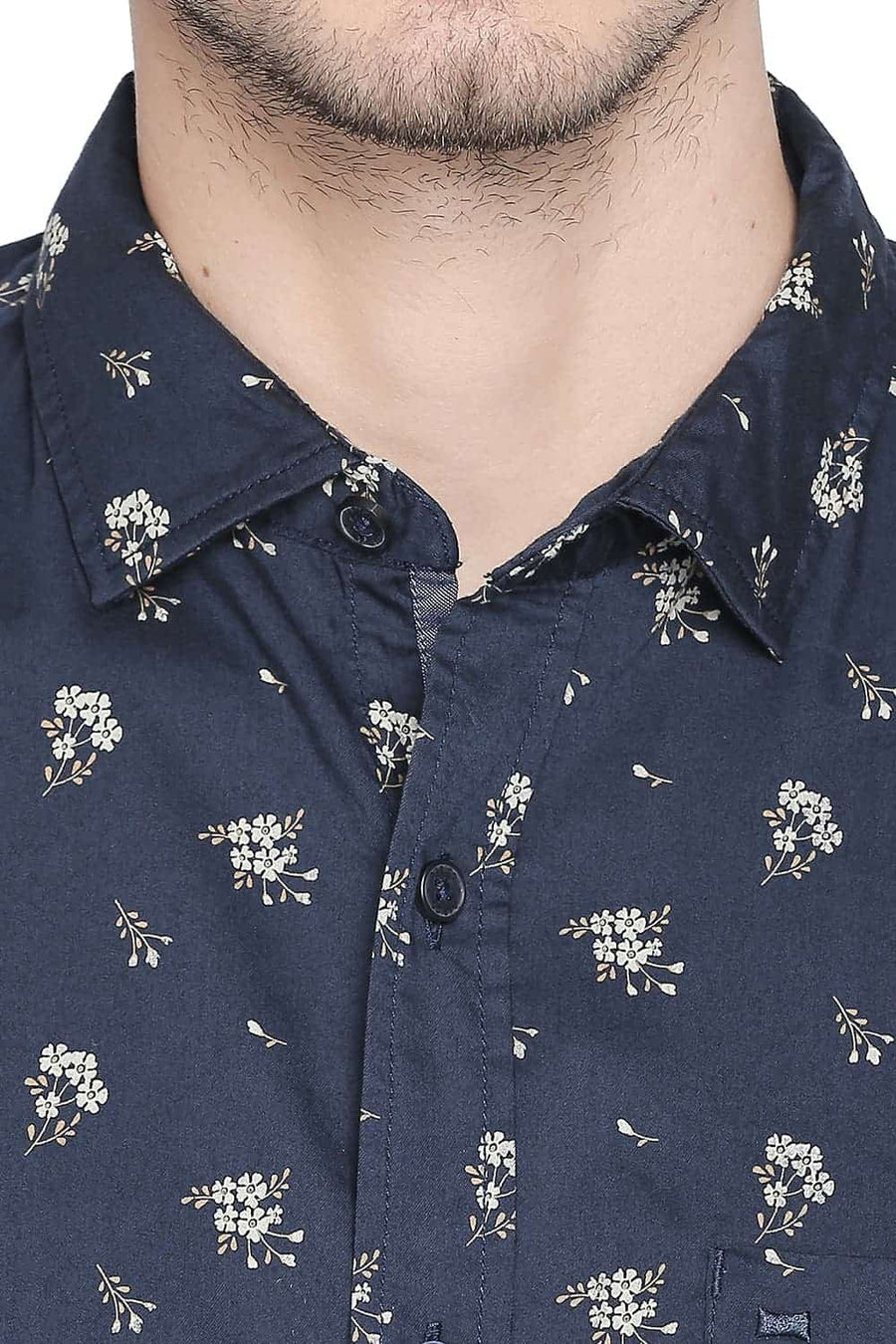 BASICS SLIM FIT BLUE WING PRINTED SHIRT