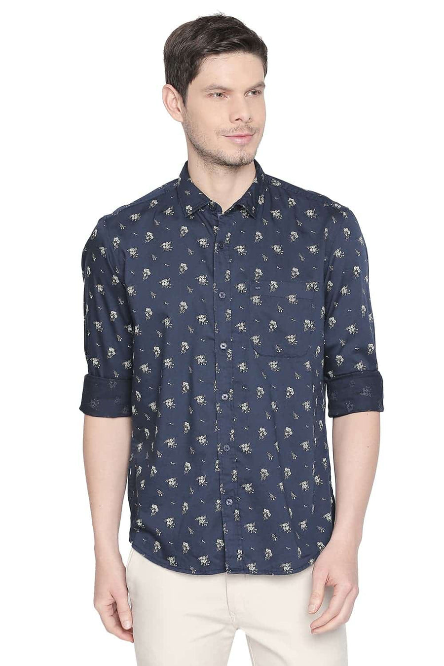 BASICS SLIM FIT BLUE WING PRINTED SHIRT