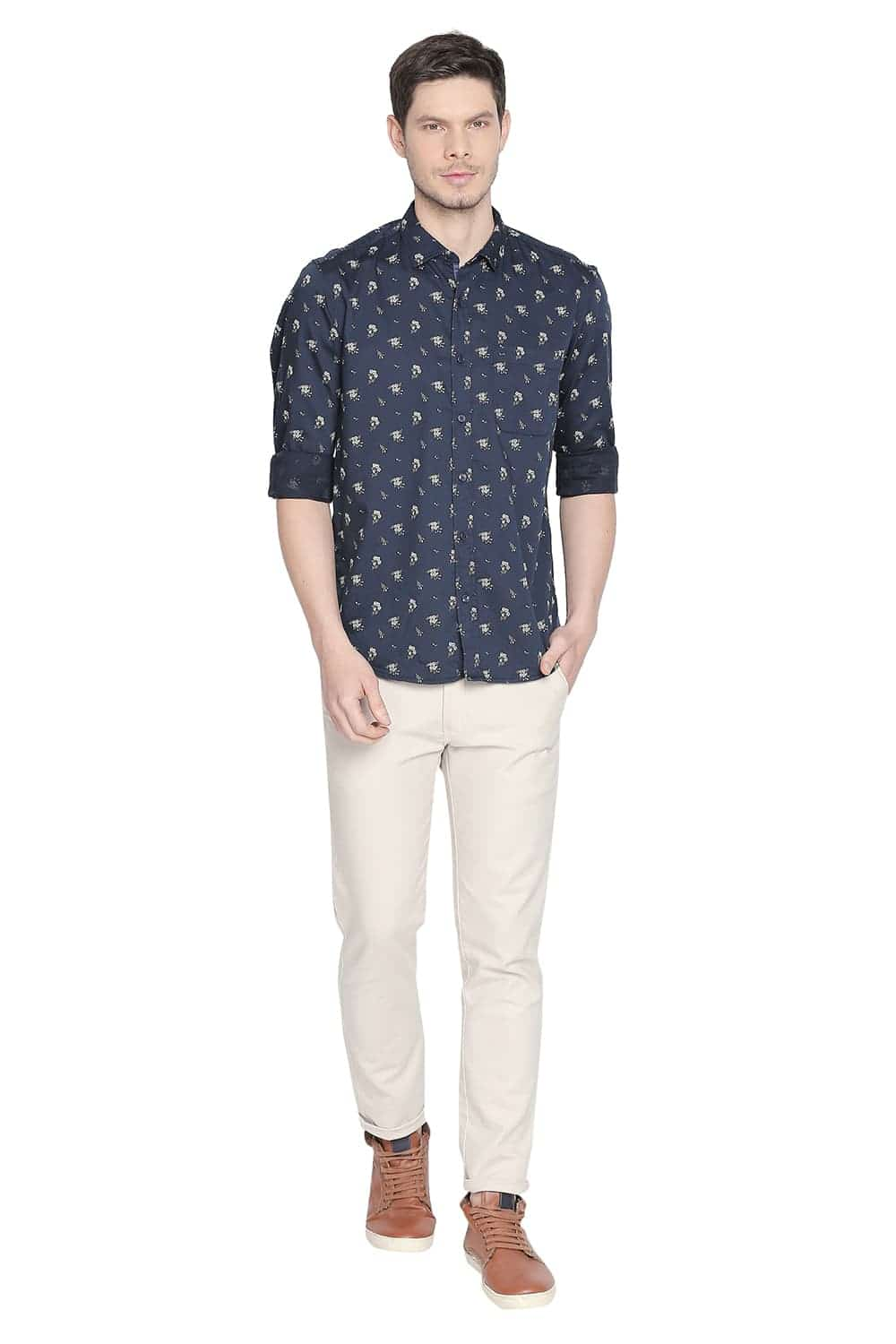 BASICS SLIM FIT PRINTED SHIRT