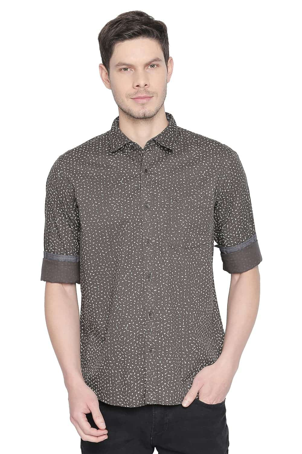 BASICS SLIM FIT PRINTED SHIRT