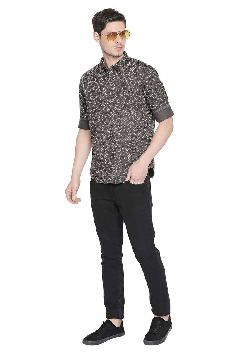 BASICS SLIM FIT PRINTED SHIRT