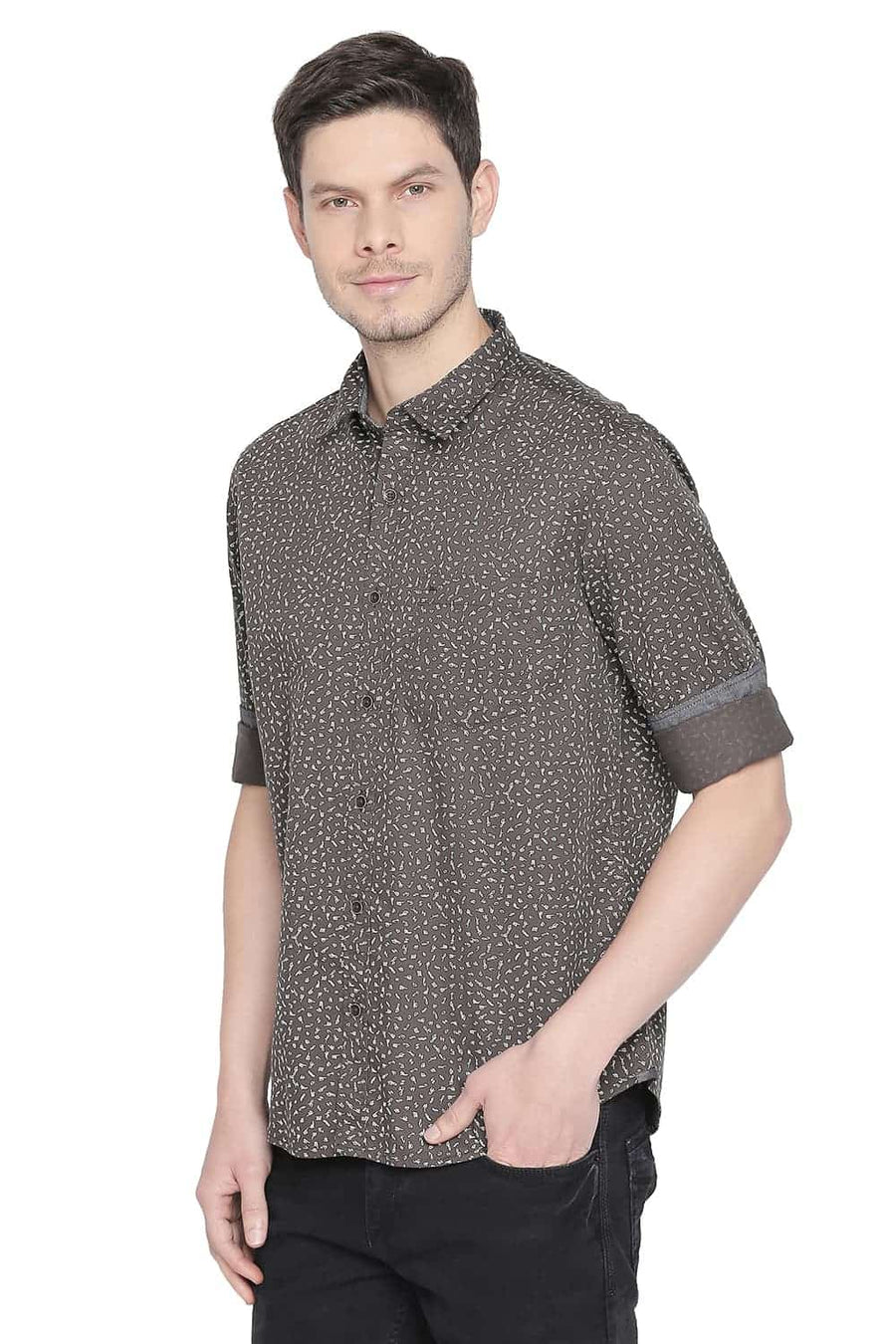 BASICS SLIM FIT LAVA ROCK PRINTED SHIRT