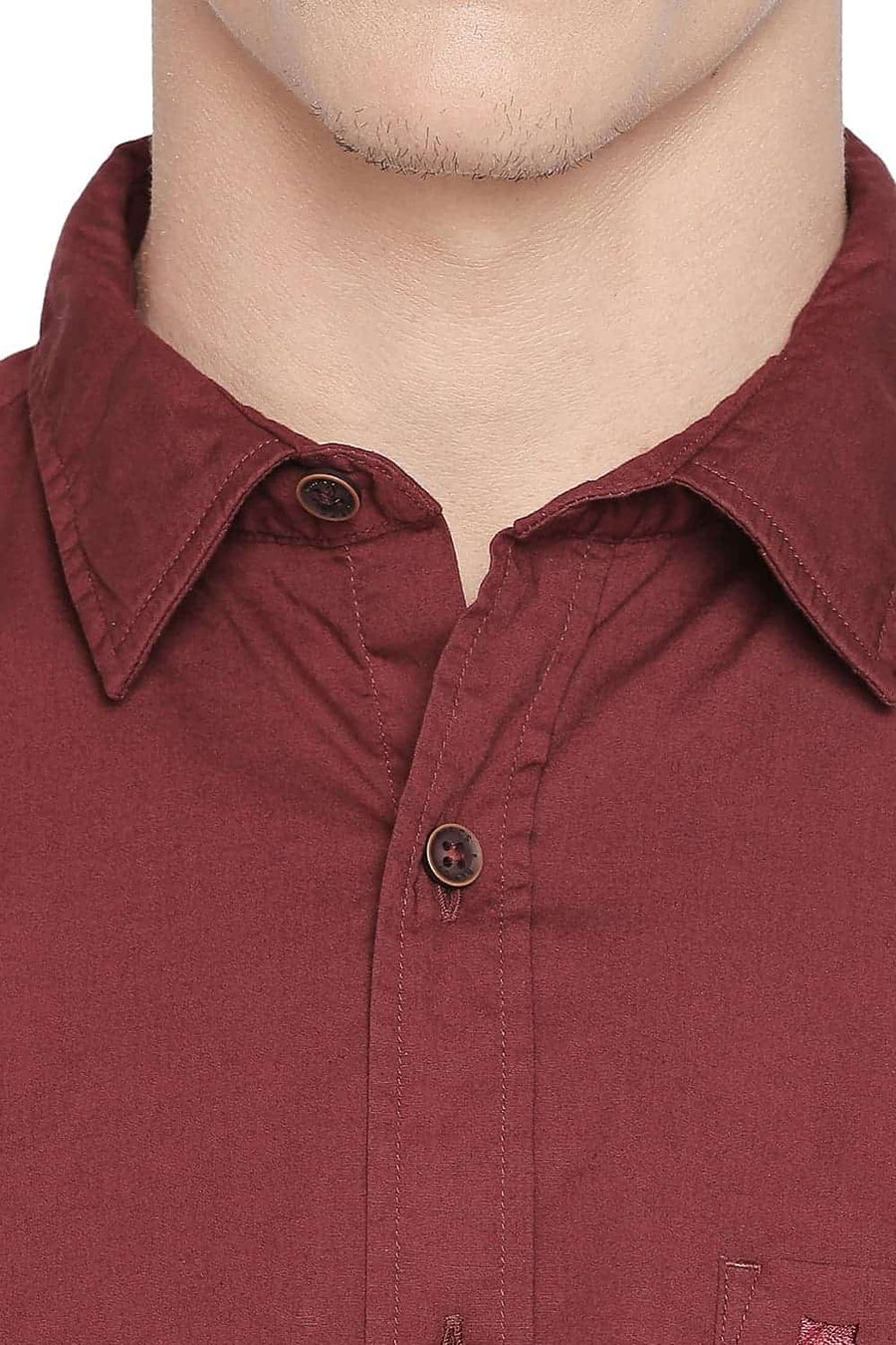 BASICS SLIM FIT RUBY WINE STRETCH SHIRT
