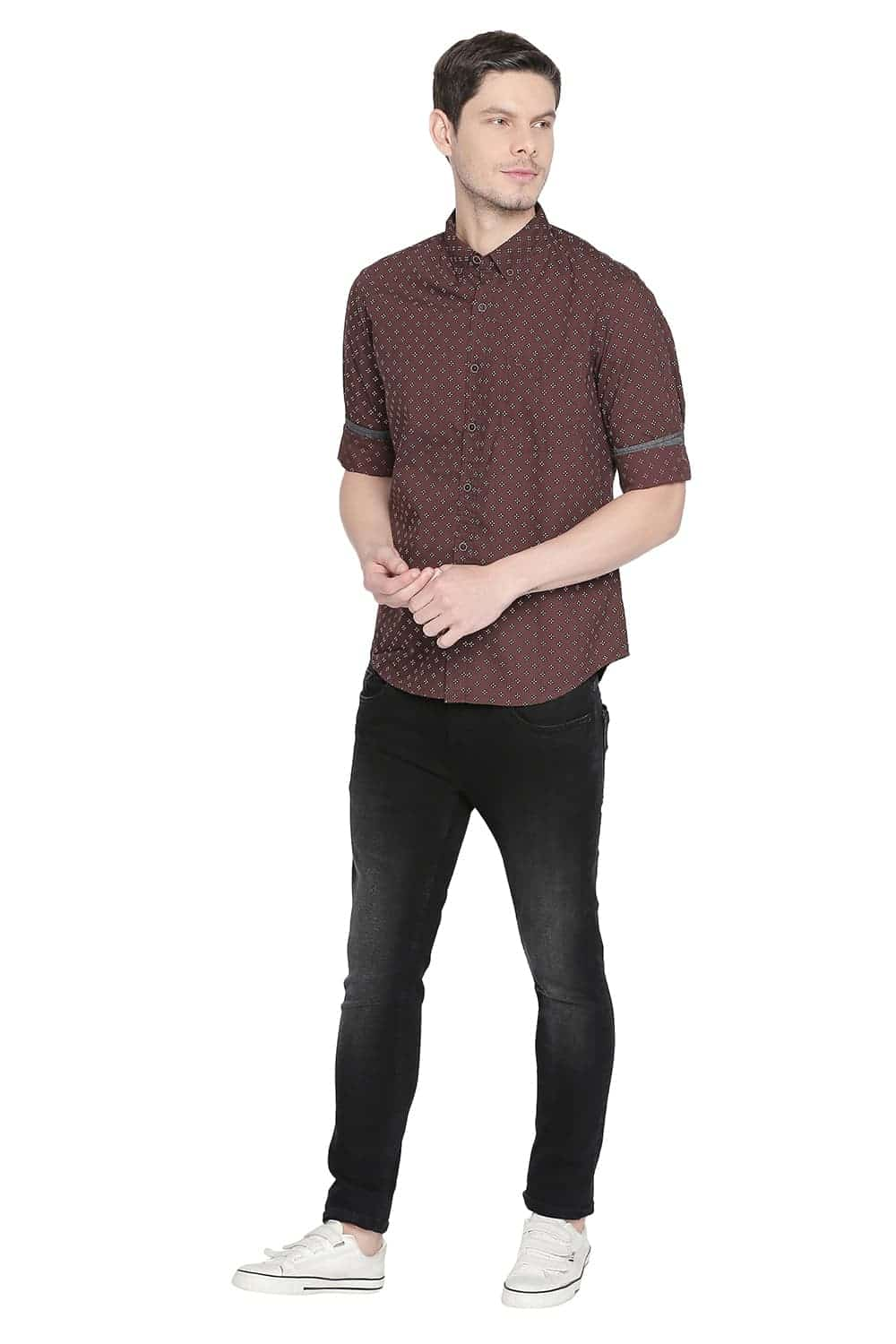 BASICS SLIM FIT PRINTED SHIRT