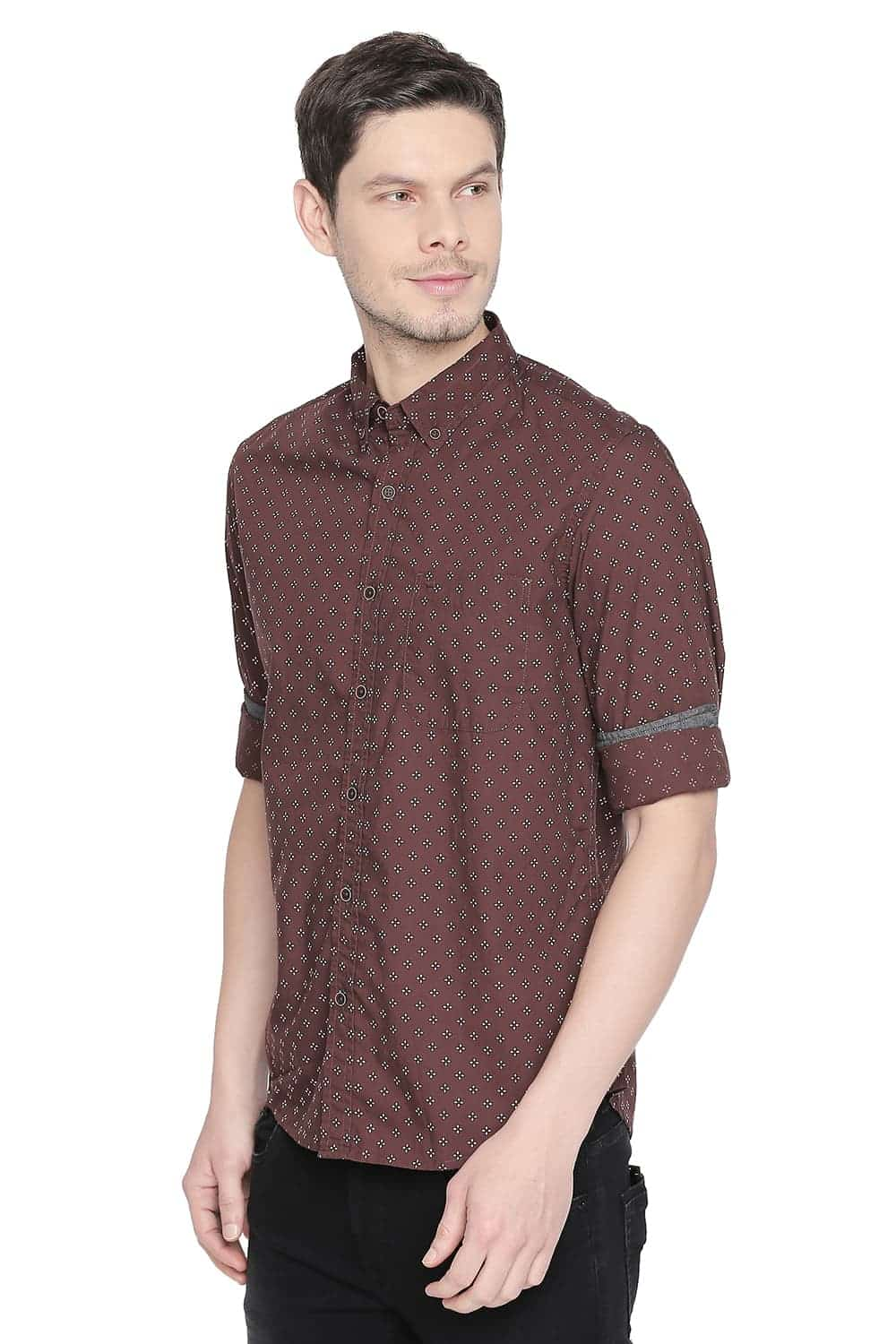 BASICS SLIM FIT PRINTED SHIRT