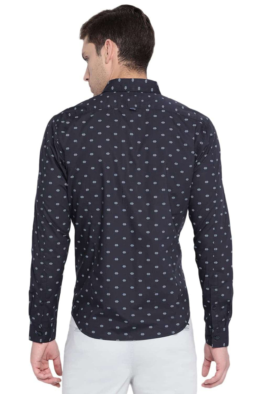 BASICS SLIM FIT PHANTOM BLACK PRINTED SHIRT