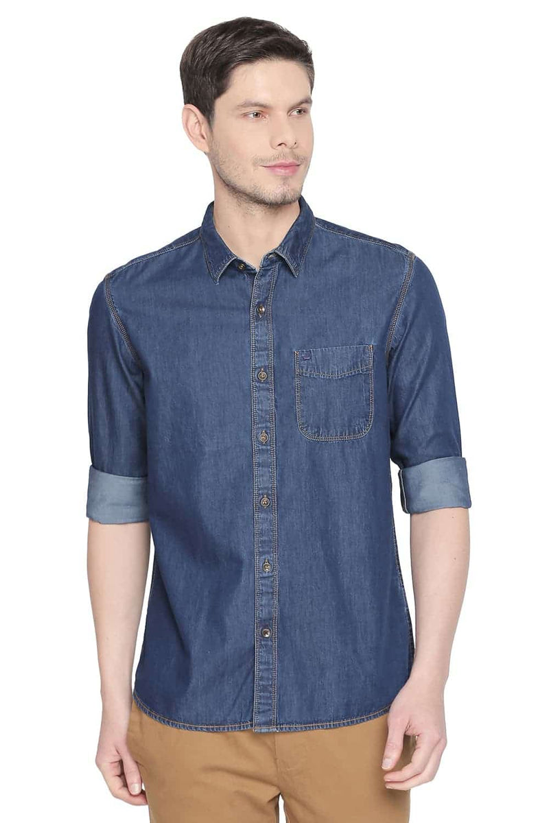 BASICS SLIM FIT INDIGO SHIRT