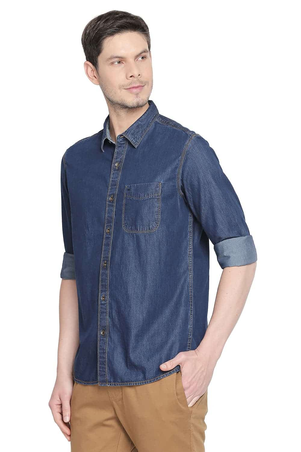 BASICS SLIM FIT INDIGO SHIRT