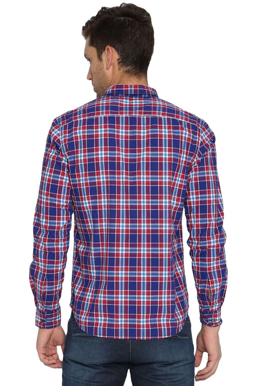 BASICS SLIM FIT BITTERSWEET RED CHECKS SHIRT