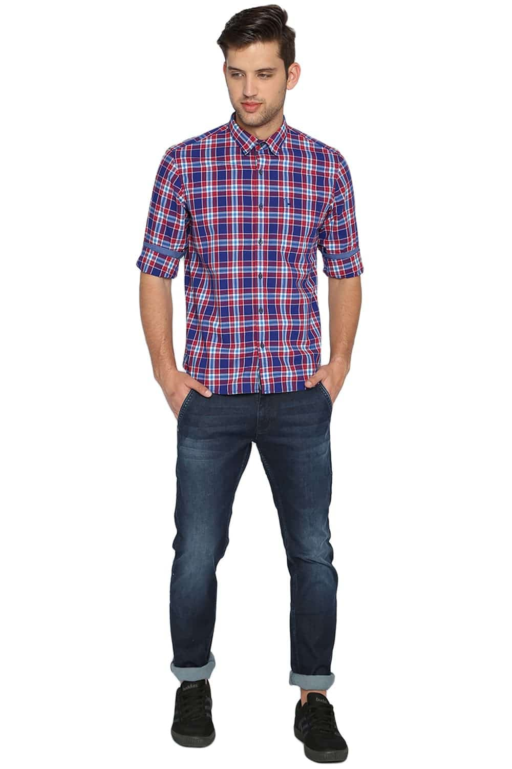 BASICS SLIM FIT CHECKS SHIRT