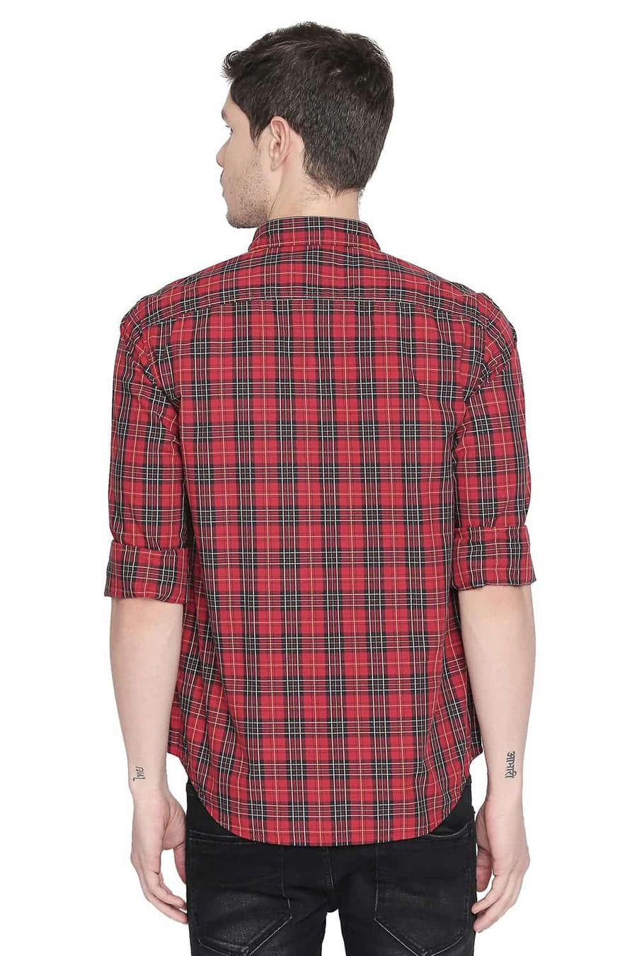 BASICS SLIM FIT TRUE MARRON CHECKS SHIRT