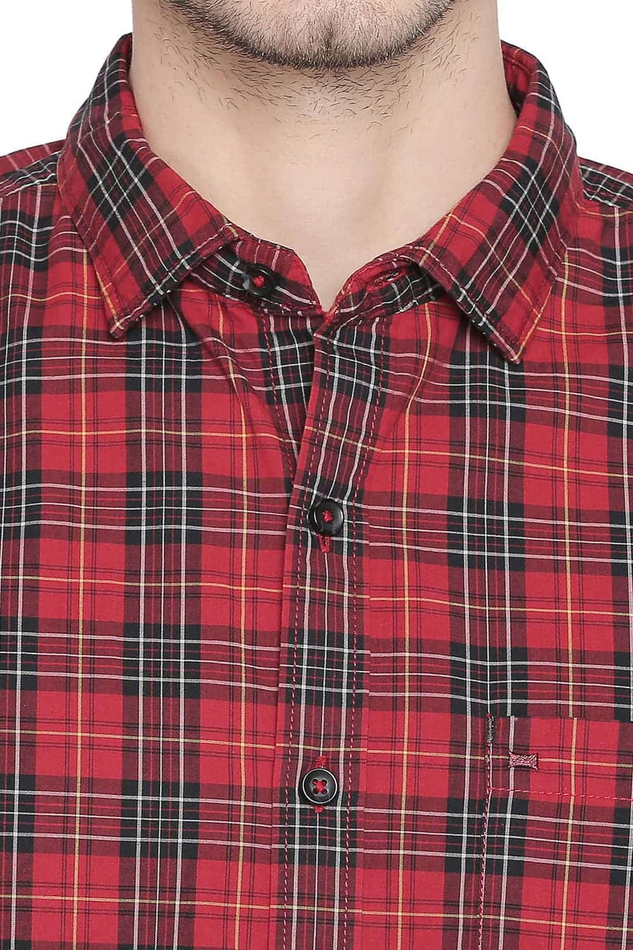 BASICS SLIM FIT TRUE MARRON CHECKS SHIRT