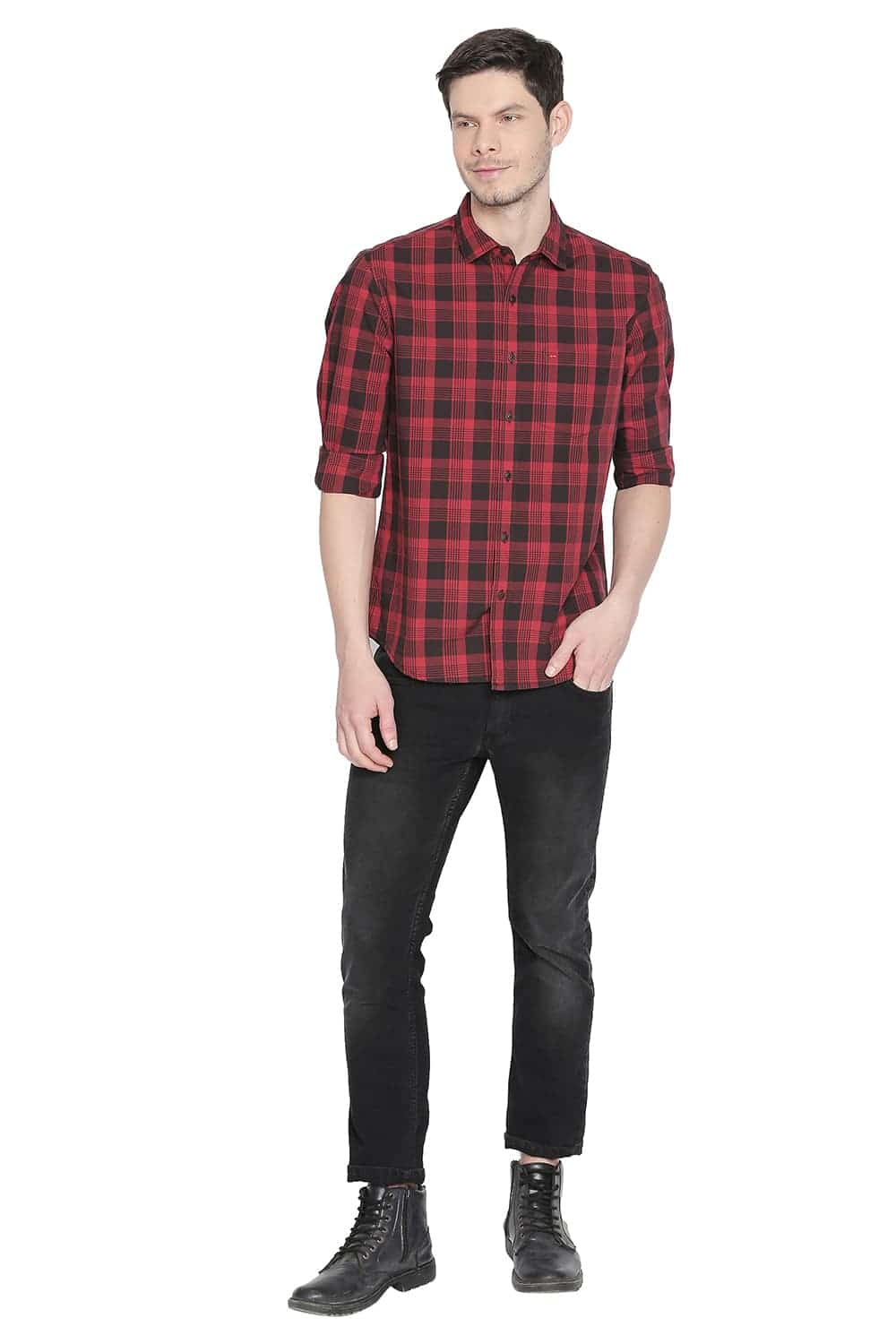 BASICS SLIM FIT CHECKS SHIRT