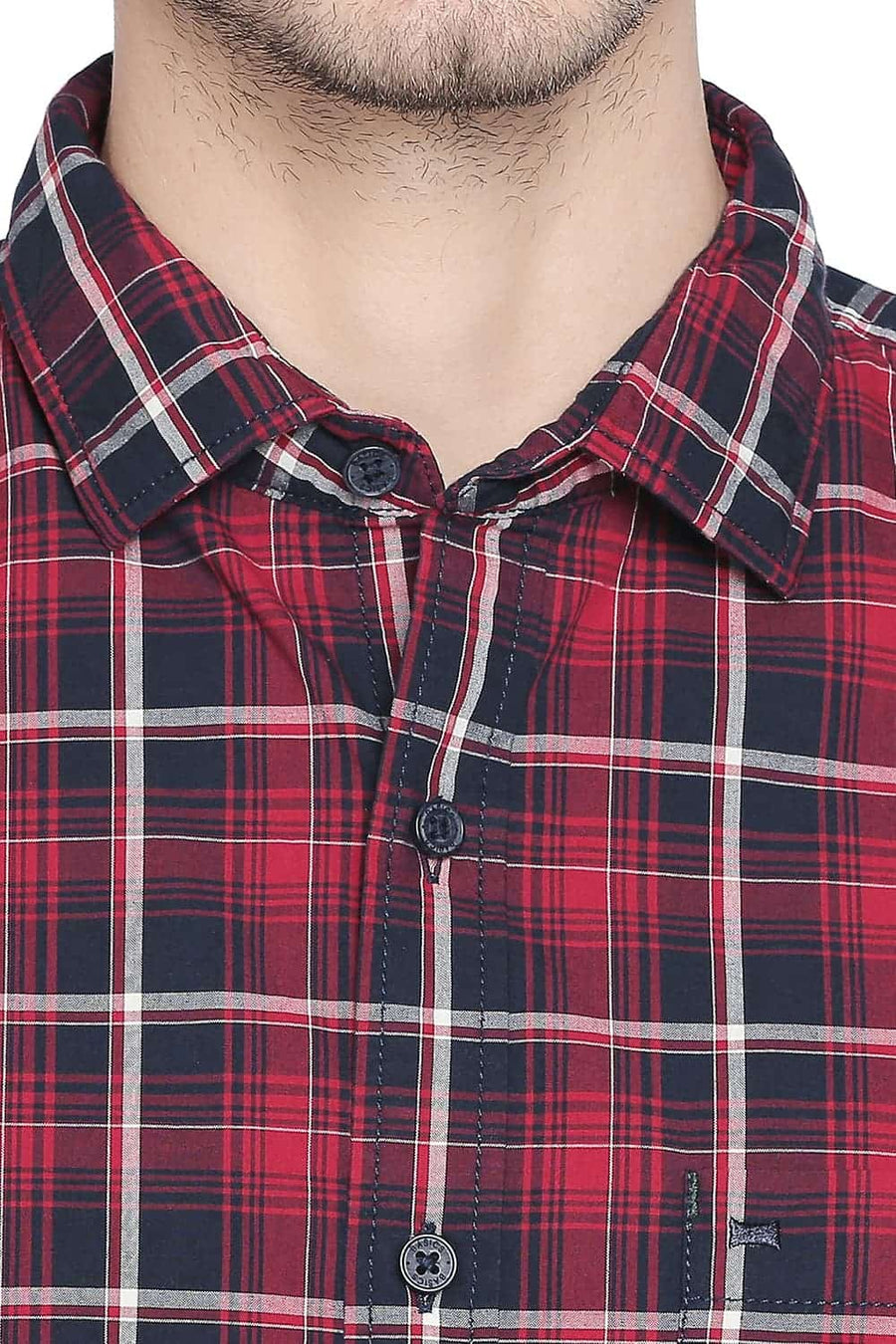 BASICS SLIM FIT RACING RED CHECKS SHIRT
